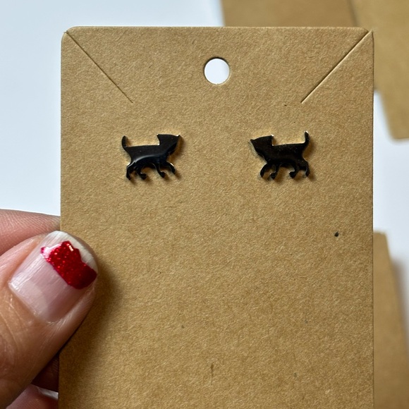 Cat Earrings - Stainless Steel, Stud-Style Women’s Earrings, Cute Cats A-Walking - Picture 3 of 5